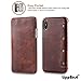 iphone X Case, LippBest [Genuine Leather] [Stand Feature] [Card Slots Vintage Series] Protective Flip Cover [Ultra Slim] Premium iphone X Leather Case for iphone 10 with Wallet (Brown)