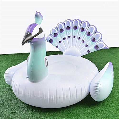 Giant Inflatable Pool Floats,ADSRO Deluxe Peacock/Seahorse Swimming Pool Float Ride-on Outdoor Swimming Party Lakes or the Beach Large Hammock Lounge Raft Toys for Adults Kids size 59 inch (Peacock)