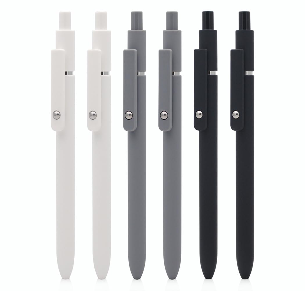 czxwyst 6pcs Retractable Gel Ink Pens 0.38mm EF Point Black Ink Ballpoint Pens for Daily Writing (Classic)