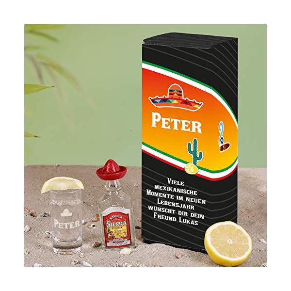 Herz & Heim® Kleines Sierra Tequila Silver Geschenk Set mit gratis Gravur eines Shot-Glases in Geschenkverpackung – Bild 3