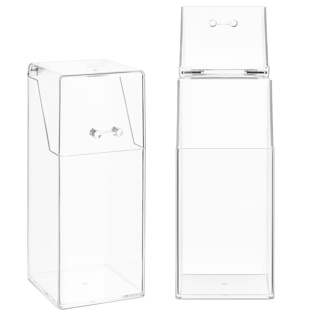 DOITOOL Make Up 2Pcs Acrylic Makeup Brush Holder with Lid, Clear Makeup Holder, Cosmetic Organizer Cosmetic Storage Display Box for Dressing Tables and Vanity Makeup Organiser