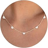 VRIUA Necklaces for Women - 14K Gold/Silver Plated Dainty Chain Necklace with Five Charms: Diamond, Bow, Snowflake, Cross, Flower, Clover, Butterfly, Heart, Star of David, and Star Trendy Jewelry