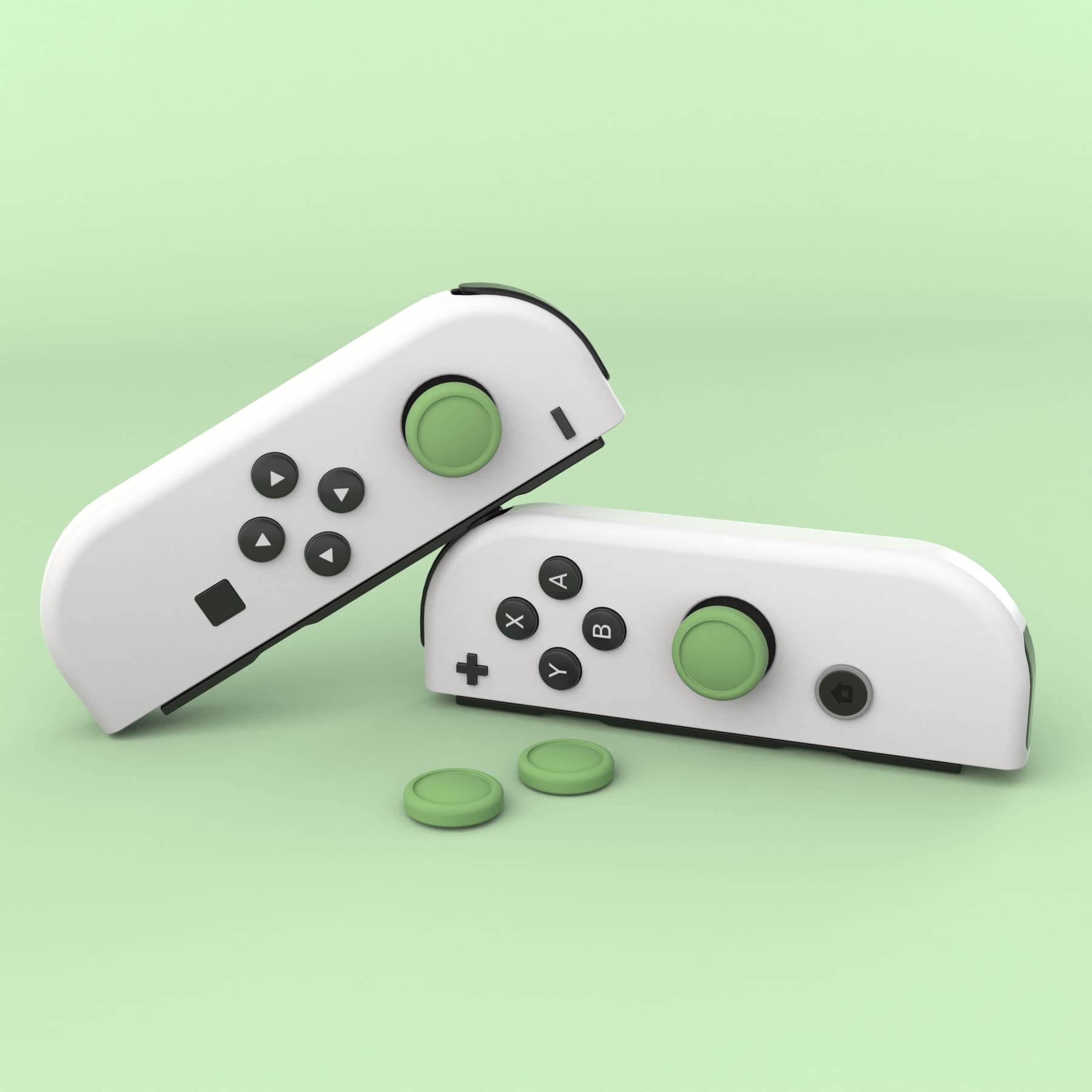 eXtremeRate PlayVital Switch Joystick Caps, Switch Lite Thumbstick Caps, Silicone Analog Cover for OLED Joycon Thumb Grips - Matcha Green