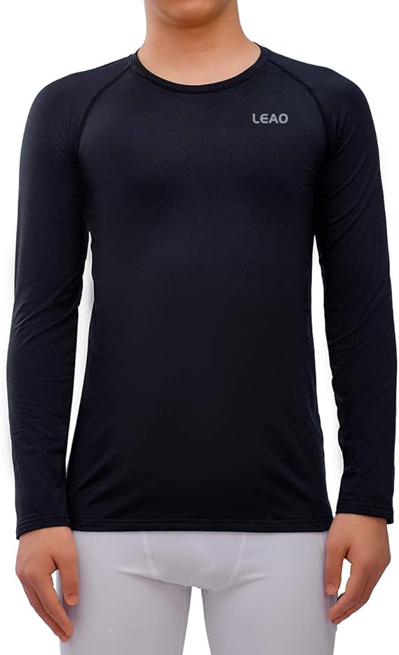 LEAO Youth Boys Compression Shirts Long Sleeve Undershirts Quick Dry