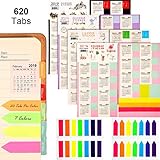 Zhanmai 2019-2020 Calendars Stickers Planners Monthly Adhesive Index Tabs (9/2019-3/2020) with 4 Sets Neon Page Markers Colored Index Tabs Sticky Note for Page Marker (620 Tabs)