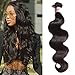 UNice Hair Brazilian Body Wave Human Hair 1 Bundle 100% Unprocessed Virgin Human Hair Weave Extensions Natural Black Color Can be Dyed and Bleached 10 inch