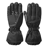 Men's Waterproof Windproof Ski Gloves,Winter Warm 3M Thinsulate Snowboard Snowmobile Gloves Black L