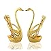 HQdeal Luxury Swan Forks and Spoons Set Serving Spoons Forks 14 pcs Stainless Steel- Golden