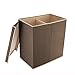 VILLACERA Double Laundry Hamper Two Compartment Sorter with Magnetic Lid, Brown