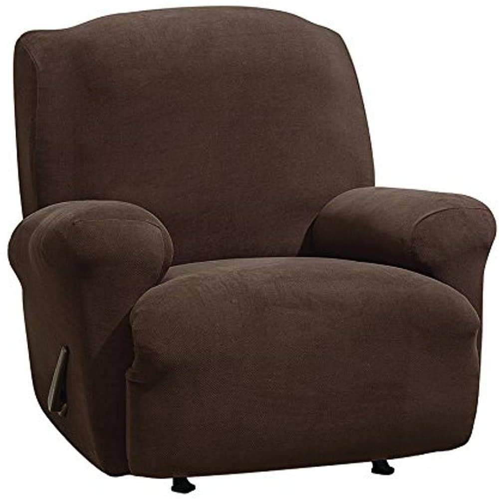 Photo 1 of SureFit Form Fit Stretch Morgan Recliner Slipcover - One Piece Polyester/Spandex Elastic Slipcover, Machine Washable (Recliner, Chocolate Color)