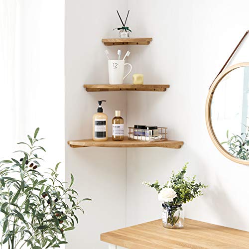 Corner Shelf, 7inch Oak Solid Wood Floating Shelf Display Shelf Round