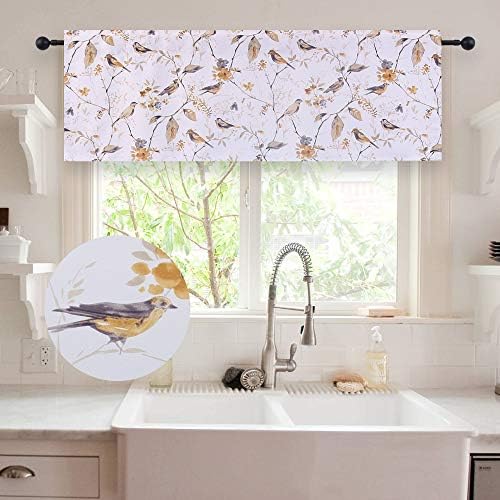 HOLKING Pattern Window Curtain Valance for Kitchen,W52 x L18 Rod Pocket Valance,1 Panel,Yellow