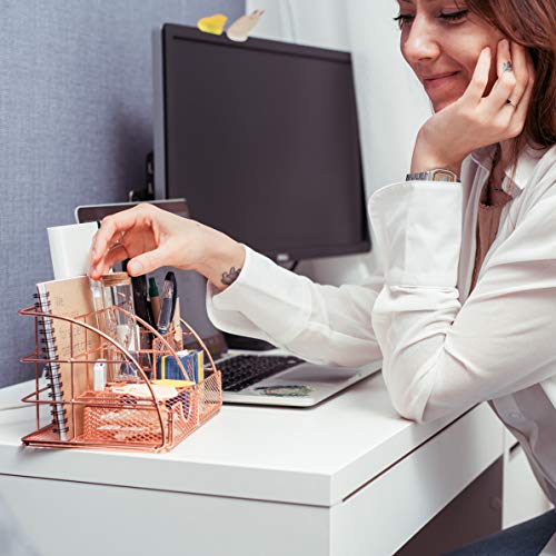 Rose Gold Desk Organizer for Women Cute Home Office Accessories & Supplies Decor, Girly Desktop Stationary Essentials… - Image 3