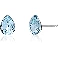 Teardrop Aquamarine Earrings 925 Sterling Silver Earrings Light Blue Water Drop Stud Earrings March Birthstone Earrings for Women Trendy
