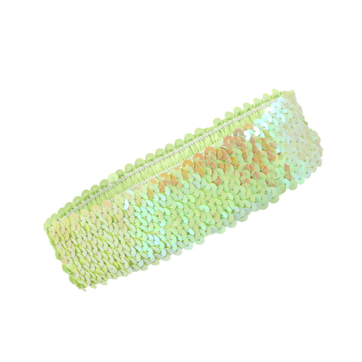 Uonlytech Elastic Sequin Headband, Adjustable Non Slip Wide Headband Sparkly Sports Hairband 1920s Glitter Headdress for Women Girls, Green