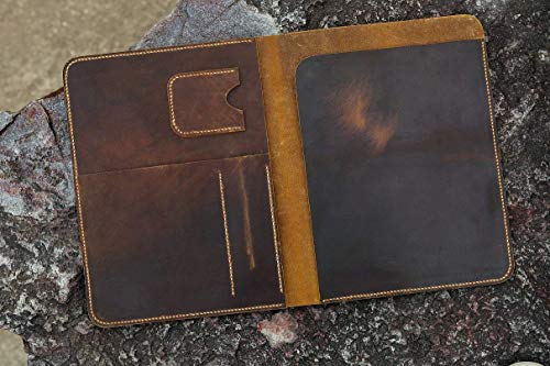 Distressed Leather large legal pad A4 document portfolio writing case/vintage refillable leather organizer notebook cover case - NA4005S - Thumbnail 2