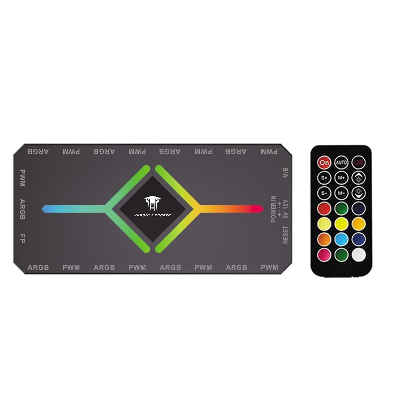 ShakingTank ARGB and PWM Fan Hub Controller，9 Ports Case Fans Hub with Controller and SATA Power Input, Magnetic backplane Splitter 5V 3PIN RGB Case Fan Hub