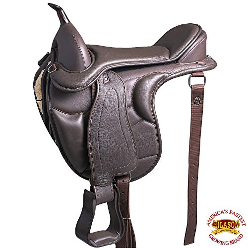 HILASON 17 in Horse English Treeless Saddle Endurance Trail Leather