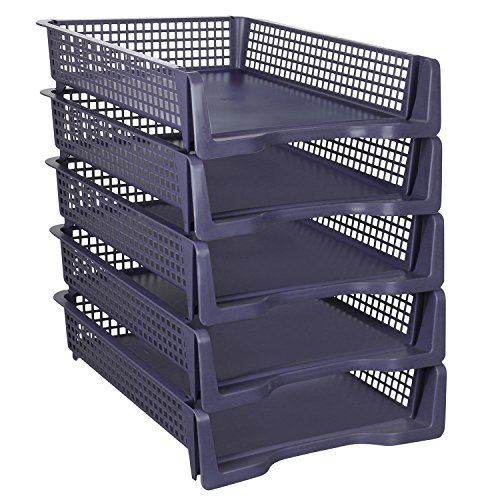 Buy 5 Tier Plastic Desk Letter Organizer Tray, Stackable Desktop