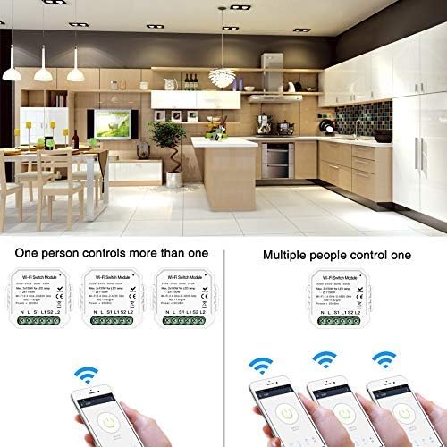 YELLAYBY Proteccin de circuitos Wi Fi Inteligente Interruptor de la luz del Interruptor de Bricolaje Smart Module VidaTuya aplicacin de Control Remoto Trabajar por Alexa Echo Inicio 2 Alturas 2