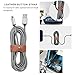 Cacoy Double Nylon Braided USB A Cable with Lightning Connector, MFi Certified iPhone Charger with Leather Strap for iPhone iPad, 10 Foot, White and Black
