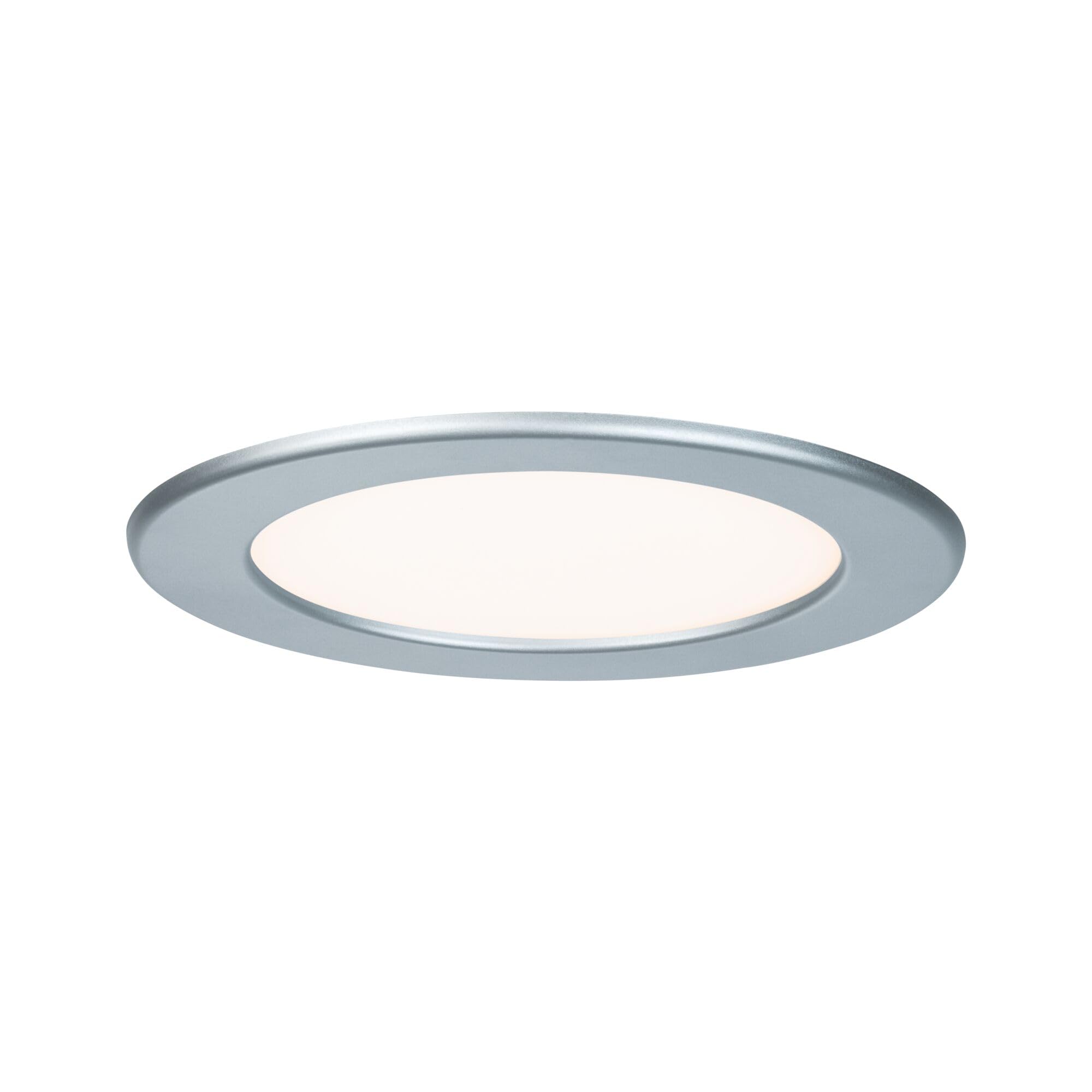 Paulmann 92074 Round Ceiling 2700 K Warm White LED Panel Chrome Matt IP44 Splash Proof Includes Recessed Light Bulb Plastic 12 W