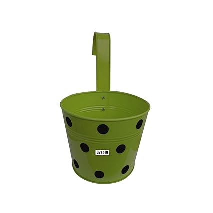 Indoor Garden / Balcony Decor Single Polka Design Metal Planter with Detachable Hook