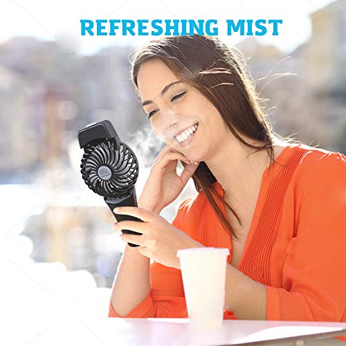 Dr. Prepare Handheld Fan, Portable Fan Mini Fan USB Fan, Personal Misting Hand Held Fan Battery Operated, 3-Level Wind Speeds, Upgraded 2200mAh Battery for Office, Outdoor, Travel, Disney Park