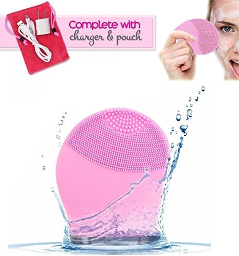 On Facial Cleanser|Electric Vibrating Ultrasonic Face Cleansing Brush with USB Charger|Safe Durable Antibacterial Waterproof Silicone for Acne Dark Spots Minimize Pores Massage Exfoliate 4 Pcs|1361.03