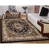 Antep Rugs Kashan King Collection Himalayas Oriental Polypropylene Indoor Area Rug (Black/Beige, 8