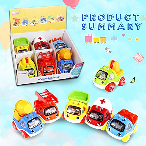 ShinePick Pull Back Cars, Toy Cars for Toddlers, Push and Go Vehicles Toys Friction Powered Car Toys Christmas Birthday Gift for Kids, Boys and Girls (6 Pcs)