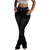 Women High Waisted Skinny Jeans Stacked Butt Lifting Cargo Pants Crossover Stretch Y2k Trousers with Pockets