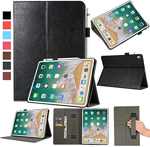 iPad Pro 12.9 inch Case 2018 Cover,Earcase Premium PU Leather Case Auto Sleep/Wake Case with Pencil Holder Tablet Smart Stand Case Slim Fit Cover with Card Slot and Hand Strap for iPad Pro12.9'' 2018
