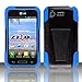 LG Optimus Fuel L34C Case - Multi-Layer Protector Hybrid Series (PC + Silicone) w/Kickstand Blue/Black - Cover For LG Optimus Fuel L34C / Optimus Zone 2 VS415PP - TRENDE