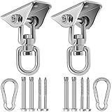 Swing Hanger for Wooden & Concrete Swing Set, 2000LB Capacity Hammock Hanger 360°Rotate Stainless Steel Swing Hammock Hanging Kit Hardware, Heavy Duty Swing Brackets for Porch Playground Yoga-2 Packs