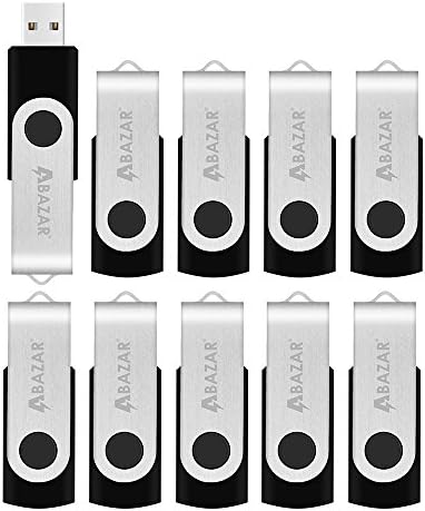 Abazar 16 GB USB 2.0 Flash Drive (10- Pack) Thumb Drives Swivel Set - Black