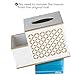 Diamond Lattice Tissue Box with Compartments Vanity Organizer, 2-in-1 Decorative Tissues Cover Square Resin Napkins Container for Bathroom, Countertop, Gift Boxed (White & Gold)