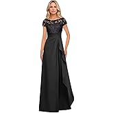 Mother of The Bride Dresses for Women Lace Mother of The Groom Dress Long Formal Wedding Party Gowns with Cap Sleeves