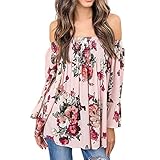 Women Blouse, 2018 Summer Off Shoulder Floral Printed Plus Size Casual Long Bell Sleeve Tops T Shirt