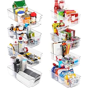 KICHLY – Opberbakken Bijkeuken (Transparant) – Set van 8 containers (4 grote en 4 kleine opbergbakken) Opslag voor…