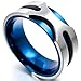 INBLUE Men's 8mm Stainless Steel Ring Band Silver Tone Blue Wedding Size10