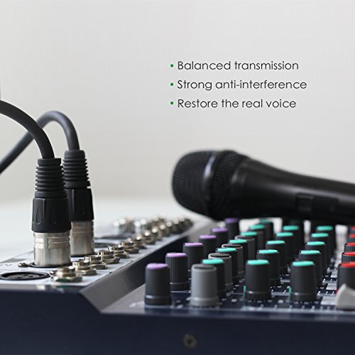 Mugig Microphone Cable XLR with Silver Plated Connector for Professional Mono 3-Pin Male to Female Balanced Cord (16 Feet) - Thumbnail 6
