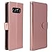 Galaxy Note 8 Case, LK [Wrist Strap] Luxury PU Leather Wallet Flip Protective Case Cover with Card Slots and Stand for Samsung Galaxy Note 8 (Rose Gold)