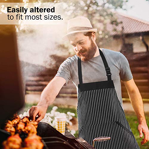 image for Adjustable Bib Apron with Pockets - Extra Long Ties, Commercial Grade,
