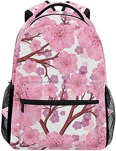 Seamless Pattern Tree Peach Flowers School Backpack,Cool Backpack Travel Bag Daypack Rucksack College Bag Durable for Girls,Boys,Men,Women
