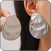 Big Earrings for Women Statement Chunky Gold Earrings for Women Trendy Hammered Large Silver Earring Irregular Geometric Stud Earring Chunky Jewelry