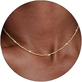 Carffordo 925 Sterling Silver Necklace Silver Chain Necklace for Women Twist Chain 16K Gold Plated Chain Simple Dainty Necklace for Women Waterproof Trendy Jewelry Gift