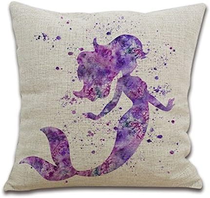 Derhamstore Watercolor Mermaid-Ariel The Little Mermaid Pattern Unique Fashion printing Plush cloth 18 X 18 inch Pillowcase