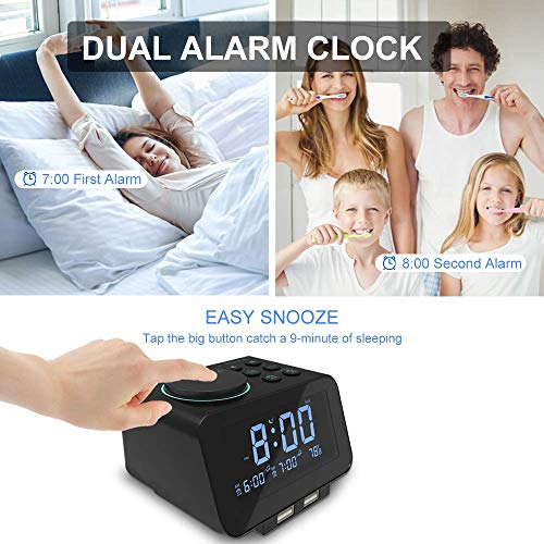 Digital Alarm Clock Radio With AM/FM - Large LED Display, Dual Alarms ...