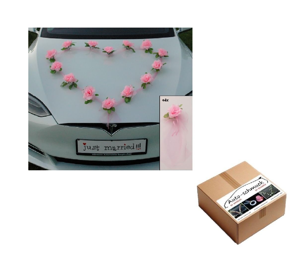 Auto-schmuck Organza Heart Bride Couple Wedding Decoration Garland for car Red